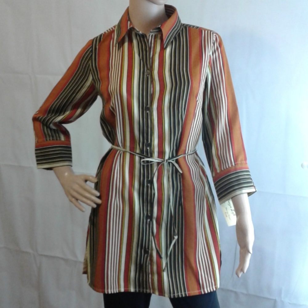 Design Loft 3/4 Stripped Blouse